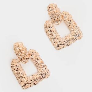 Gold Textured Statement Earrings